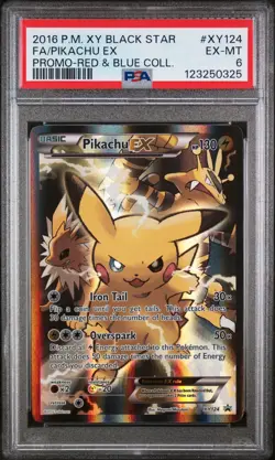 2016 POKEMON XY BLACK STAR PROMO RED & BLUE COLL FULL ART/PIKACHU EX PSA 6 - Image 1