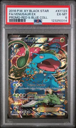 2016 POKEMON XY BLACK STAR PROMO RED & BLUE COLL FULL ART/VENUSAUR EX PSA 6 - Image 1