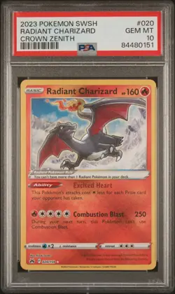 Pokemon SWSH Crown Zenith Radiant Charizard 020/159 PSA 10 - Image 1