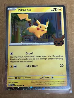 Trick or Trade 2024 : Pokemon TCG 018/091 Pikachu : Common Holo Card - Image 1