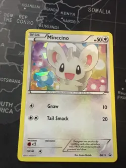 Pokemon TCG Minccino Black White BW13 Black Star Promo Cracked Ice Holo Card - Image 1
