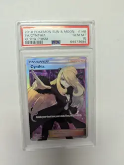 2018 POKEMON SUN & MOON ULTRA PRISM #148 FULL ART/CYNTHIA PSA 10 #148 - Image 1