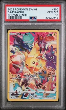 2023 POKEMON SWORD AND SHIELD CROWN ZENITH 160 FULL ART/PIKACHU PSA 10 - Image 1