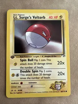 Pokemon 1st Edition Gym Heroes Lt. Surge's Voltorb 84/132 - Image 1