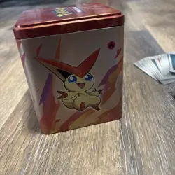 Pokemon TCG 2022 Scorching Fire Stacking Tin Opened Tin And Energy Cards Only - Image 2