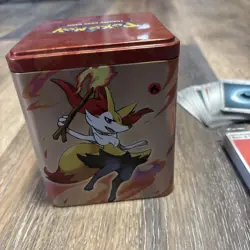 Pokemon TCG 2022 Scorching Fire Stacking Tin Opened Tin And Energy Cards Only - Image 3