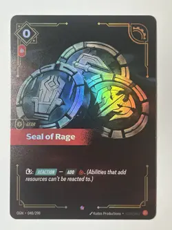 Riftbound TCG League Of Legends Origins Epic Seal of Rage 040/298 NM Card - Image 1