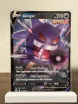 Pokemon Gengar v Fusion Strike Ultra Rare Holo Card 156/264 SWSH08 NM - Image 1
