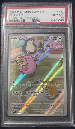 2024 POKEMON TWILIGHT MASQUERADE CHANSEY ILLUSTRATION RARE 187/167 PSA 10 - Image 1