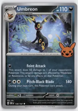 Pokemon Umbreon 130/197 Normal Uncommon Trick or Trade BOOster 2024 LP - Image 1