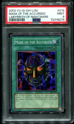 PSA 9 Mask Of The Accursed Labyrinth Of Nightmare 2003 Yu-Gi-Oh! LON-019 - Image 1