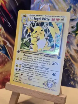 Pokemon Card - Gym Challenge 11/132 - LT. SURGE'S RAICHU (holo) ⚡ 1st Edition ⚡ - Image 2