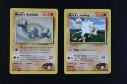 Brock's Geodude 66/132 & Brock's Mankey 68/132 Pokemon Card Bundle Gym Heroes MP - Image 1