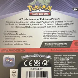 Pokemon TCG Tyranitar Triple Whammy Collector's Tin SEALED 3 Packs + 3 Foil Card - Image 3