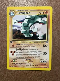 LP/NM (1st edition) Pokemon DONPHAN Card NEO GENESIS Set 21/111 Ed Non-Holo RARE - Image 1