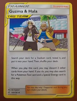 Guzma Hala Cosmic Eclipse Trainer Tag Team Pokemon TCG 193 - Image 1