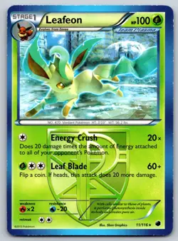 Leafeon (Team Plasma) 11/116 Plasma Freeze LP Pokemon Card TCG - Image 1