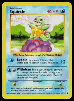 Pokemon Card - Squirtle Base Set (Shadowless) 63/102 Common - Image 1