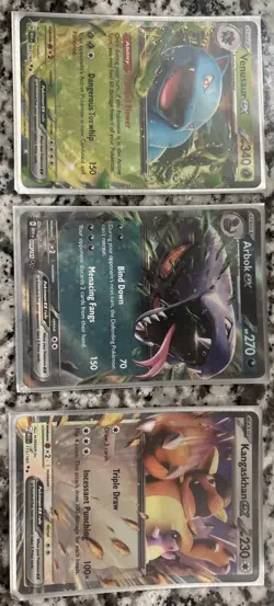 Pokemon TCG SV 151 Lot of 3 NM EX HOLO DOUBLE RARE VENUSAUR KANGASKHAN ARBOK EX - Image 2