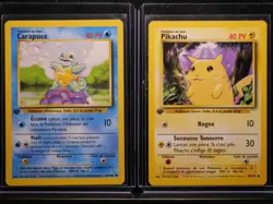 1999 POKEMON BASE SET FRENCH #63 Squirtle (Carapuce) and #58 Pikachu 1st Edition - Image 1