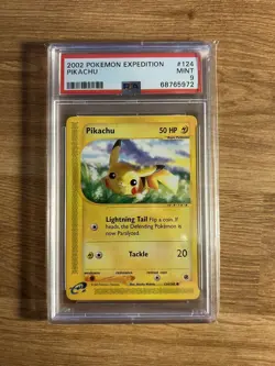 Pokemon 2002 Expedition Base Set Pikachu Mint PSA 9 Non-Holo #124/165 E-Reader - Image 1