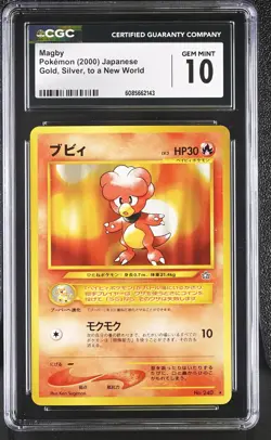 CGC 10 GEM MINT Magby Japanese Neo Genesis 240 Pokemon Card - Image 1