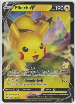 Pikachu V - Battle Academy 2022 Stamped - Pokemon TCG Holo Rare #43 - Image 1