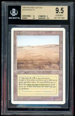 Savannah MTG 1994 Magic The Gathering Revised Edition Dual Land BGS 9.5 Gem Mint - Image 1