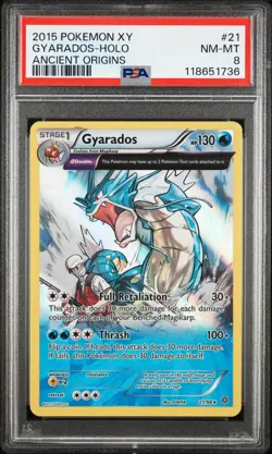 2015 Pokemon XY Ancient Origins Gyarados Holo #21 PSA 8 - Image 1