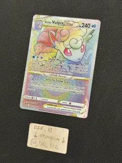 Pokemon Silver Tempest - Alolan Vulpix Vstar - 197/195 - Rainbow Full Art - MINT - Image 4