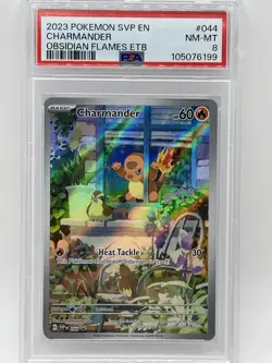 Pokemon Charmander PSA 8 NM-Mint 044 Obsidian Flames ETB Promo SVP EN 2023 - Image 1
