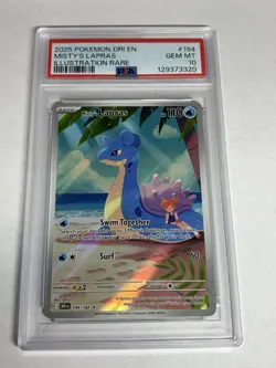 2025 Pokemon S&V DRI Misty's Lapras Illustration Rare #194/182 PSA 10 - Image 1