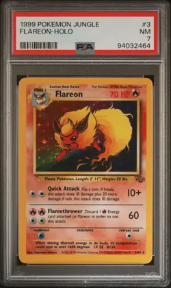 PSA 7 Flareon 3/64 Holo Rare | Pokemon Jungle Set WOTC NM - Image 1