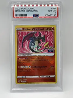 Pokemon Radiant Charizard 011 PSA 8 NM-Mint Pokemon GO 2022 011/078 - Image 1