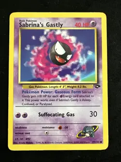 Sabrina's Gastly 97/132 Common Gym Challenge Pokemon Card LP - Image 1