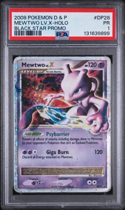 PSA 1 2008 POKEMON DIAMOND & PEARL BLACK STAR PROMO DP28 MEWTWO LV.X-HOLO - Image 1