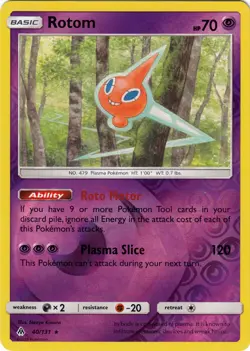 x1 Rotom - 40/131 - Rare - Reverse Holo Pokemon SM6 Forbidden Light M/NM - Image 1