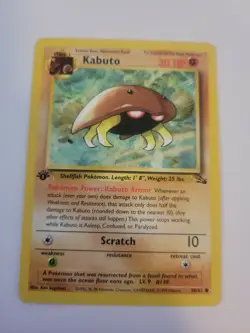 Pokemon TCG Kabuto 50/62 Fossil Common Fighting 1st Edition WOTC Damaged - Image 1