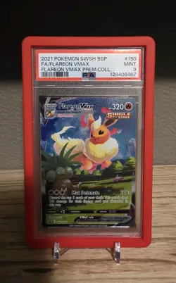 2021 POKEMON SWSH BLACK STAR PROMO #180 FULL ART/FLAREON VMAX PSA 9 /with Guard - Image 1