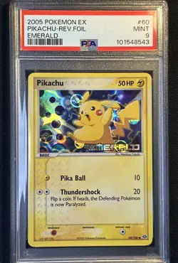 2005 Pokemon EX EMERALD #60 Pikachu Reverse Holo PSA 9 Mint New Cert Low Pop - Image 1