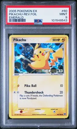 2005 Pokemon EX EMERALD #60 Pikachu Reverse Holo PSA 9 Mint New Cert Low Pop - Image 2