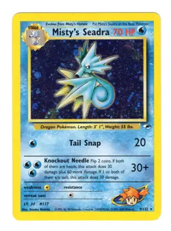 Prerelease Misty's Seadra 9/132 Gym Heroes Holo Rare Vintage Pokemon Card NM/LP - Image 1