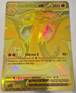 "Mega Charizard X ex" PFL 130/094, Gold Secret Rare Pokemon Trading Card - Image 5