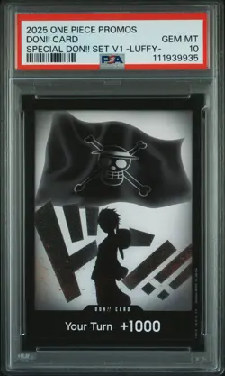 2025 ONE PIECE PROMOS SPECIAL DON!! SET VOL.1 -LUFFY- DON!! CARD PSA 10 - Image 1