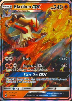 Blaziken GX 28/168 Ultra Rare SM - Celestial Storm Pokemon Card NM/LP - Image 1