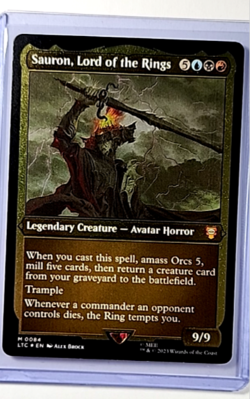MTG Magic The Gathering LTC Thick Stock Foil Etched #84 Sauron Lord of the Rings - Image 1