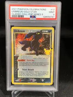 2021 POKEMON CELEBRATIONS CLASSIC COLLECTION #17 UMBREON-GOLD STAR PSA 9 - Image 1