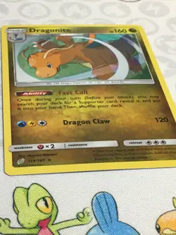 D444 POKEMON TCG SUN MOON TEAM UP DRAGONITE #119 HOLO NM RARE - Image 1