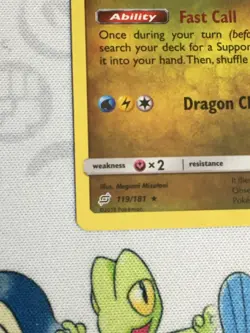 D444 POKEMON TCG SUN MOON TEAM UP DRAGONITE #119 HOLO NM RARE - Image 3