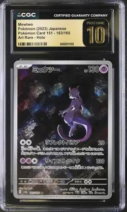 CGC Pristine 10 Mewtwo 183/165 Art Rare Japanese 151 Pokemon Card - Image 1